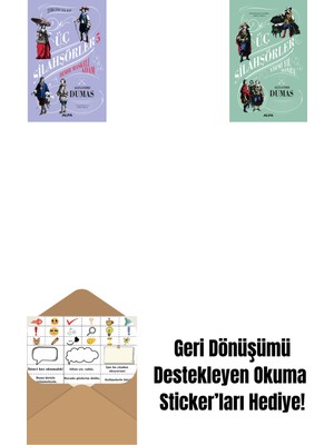 Üç Silahşörler 5 - Demir Maskeli Adam (Ciltli) + Üç Silahşörler Yirmi Yıl Sonra (Ciltli) + Okuma Sticker'ları