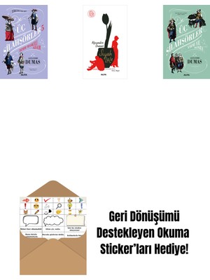 Üç Silahşörler 5 - Demir Maskeli Adam + Siyah Lale + Üç Silahşörler Yirmi Yıl Sonra (Ciltli) + Okuma Sticker'ları