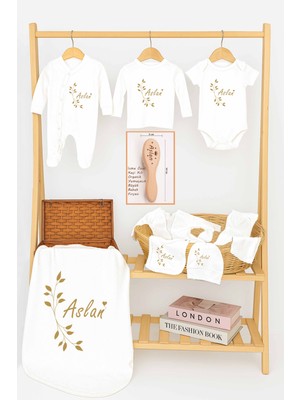 Erkek Bebek %100 Pamuk Organik Isim Baskılı Yenidoğan Hastane Çıkışı Fırça Yenidoğan Bebek Hediyesi