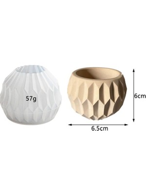 ElHobi Geometrik Kristal Desenli  Yuvarlak Beton Saksı Kalıbı - Hobi Silikon Kalıbı -Kod: 305