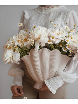 Elite Deniz Kabuğu Vazo (Istiridye) Antik Eserler Temalı 24 x 30 cm