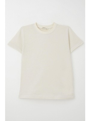 Breeze Erkek Çocuk Tişört Basic 4-14 Yaş, Ekru