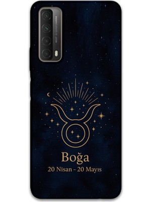 Huawei P Smart 2021 Uyumlu Boğa Burcu Desenli Telefon Kılıfı + Ekran Koruyucu - 5769