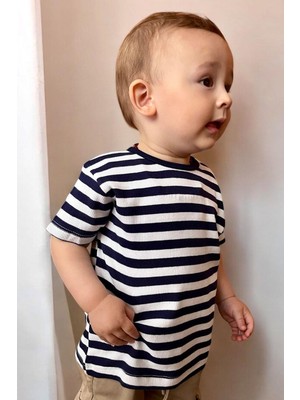 Breeze Erkek Çocuk Tişört Patlı Çizgili 1-4 Yaş, Lacivert