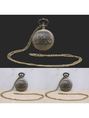 Özel Üretim Ayasofya Motifli Köstekli Saat Osmanlı Tarzı Koleksiyon Metal Zincirli Vintage Cep Saati