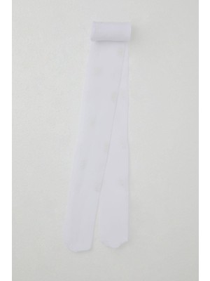 Katamino Kız Çocuk Külotlu Çorap Ince Kelebek Baskılı 3-6 Yaş, Beyaz