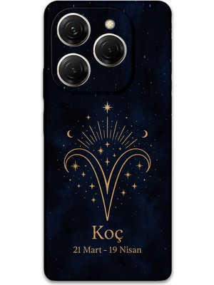 Tecno Spark 20 Pro Uyumlu Koç Burcu Desenli Telefon Kılıfı + Ekran Koruyucu - 5768