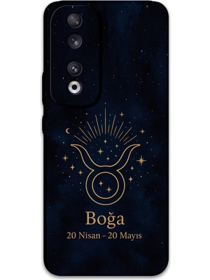 Huawei Honor 90 Uyumlu Boğa Burcu Desenli Telefon Kılıfı + Ekran Koruyucu - 5769