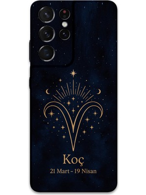 Galaxy S21 Ultra Uyumlu Koç Burcu Desenli Telefon Kılıfı + Ekran Koruyucu - 5768