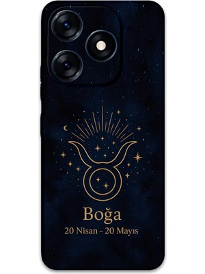 Tecno Spark 20 Uyumlu Boğa Burcu Desenli Telefon Kılıfı + Ekran Koruyucu - 5769