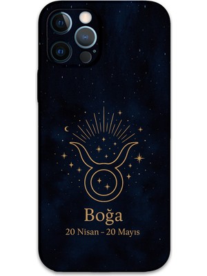 iPhone 12 Pro Uyumlu Boğa Burcu Desenli Telefon Kılıfı + Ekran Koruyucu - 5769