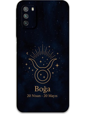 Xiaomi Redmi 9t Uyumlu Boğa Burcu Desenli Telefon Kılıfı + Ekran Koruyucu - 5769