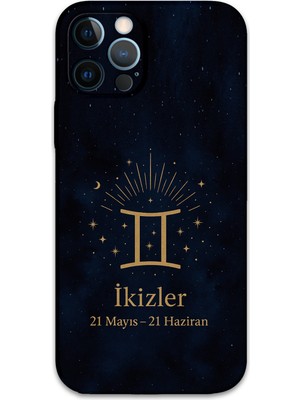 iPhone 12 Pro Max Uyumlu Ikizler Burcu Desenli Telefon Kılıfı + Ekran Koruyucu - 5770