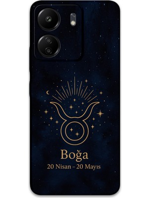 Xiaomi Redmi 13C Uyumlu Boğa Burcu Desenli Telefon Kılıfı + Ekran Koruyucu - 5769