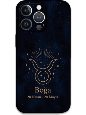 iPhone 13 Pro Uyumlu Boğa Burcu Desenli Telefon Kılıfı + Ekran Koruyucu - 5769