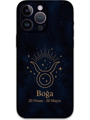 iPhone 14 Pro Max Uyumlu Boğa Burcu Desenli Telefon Kılıfı + Ekran Koruyucu - 5769