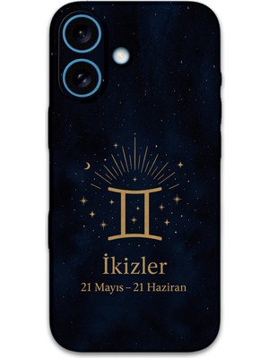 iPhone 16 Uyumlu Ikizler Burcu Desenli Telefon Kılıfı + Ekran Koruyucu - 5770