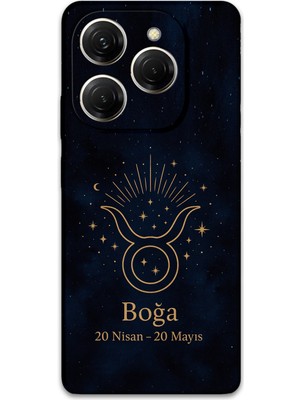 Tecno Spark 20 Pro Uyumlu Boğa Burcu Desenli Telefon Kılıfı + Ekran Koruyucu - 5769