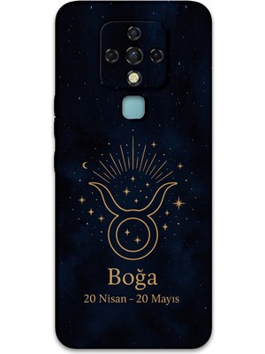 Tecno Camon 16 Uyumlu Boğa Burcu Desenli Telefon Kılıfı + Ekran Koruyucu - 5769