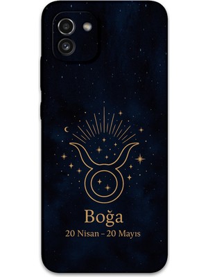 Galaxy A03 Uyumlu Boğa Burcu Desenli Telefon Kılıfı + Ekran Koruyucu - 5769