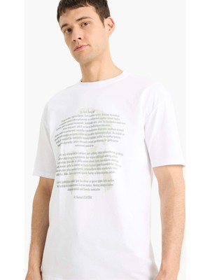 DeFacto %100 Pamuk Boxy Fit Bisiklet Yaka Kısa Kollu Tişört F3568AX25SM