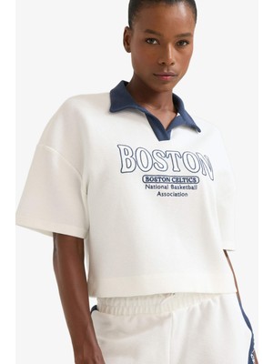 DeFacto NBA Boston Celtics Polo Yaka Waffle Kısa Kollu Tişört E3610AX25SM