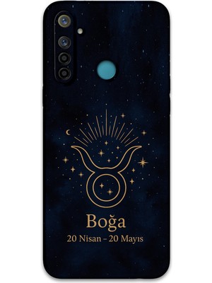 Realme 5i Uyumlu Boğa Burcu Desenli Telefon Kılıfı + Ekran Koruyucu - 5769