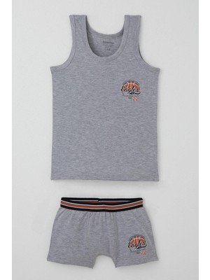 Katamino Erkek Çocuk Atlet Boxer Takım Motivasyon Temalı 1-12 Yaş, Gri Melanj