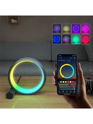 Teknofaji 10 Inç Akıllı Rgb Müzik Ritim Gece Lambası 25CM Alüminyum Halka LED Işığı Dekor Masa Lamba