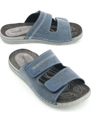 Gezer Naturela Comfort Erkek Yazlık Iç Taban Hakiki Deri Çift Cırtlı Ayarlanabilir Rahat Taban Günlük Terlik