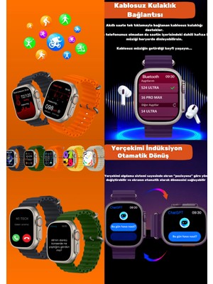 Bunnys Omix X700 Uyumlu Universal Akıllı Saat Watch Ultra2 49MM Kordonlu - Son Versiyon