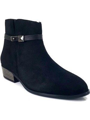 Mammamia 4560 Hakiki Deri Günlük Kadın Bot-Siyah Suet