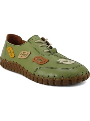 Venüs 2010727 Hakiki Deri Kadın Günlük Ayakkabı-Yeşil