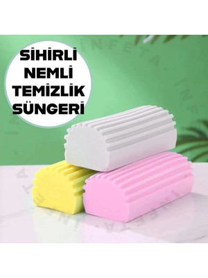 İnfeta 1 Adet Sihirli Nemli Temizlik Süngeri Su Emici Leke Tutmaz Genel Kullanım İçin Uygun