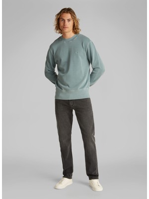 Calvin Klein Jeans Açık Mavi Erkek Sweatshırt J30J327490CKM Bold Washed Applıque