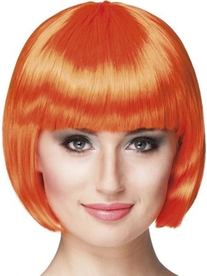 Turuncu Renk Parti Peruğu Küt Saç