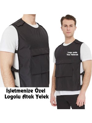 Ayobi Çalışma Yeleği Berber Kuaför Önlüğü Ayarlanabilir Özellikli 1 Parça Siyah Kumaş