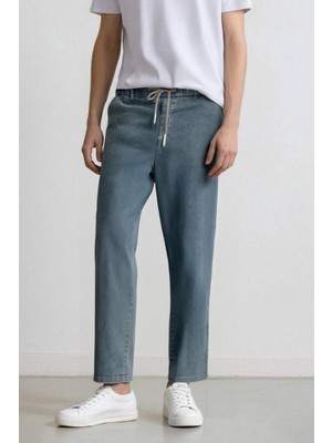 DeFacto Yazlık Wide Leg Geniş Kalıp Beli Lastikli Geniş Paça Jean Kar Yıkamalı Pantolon F2967AX25SP