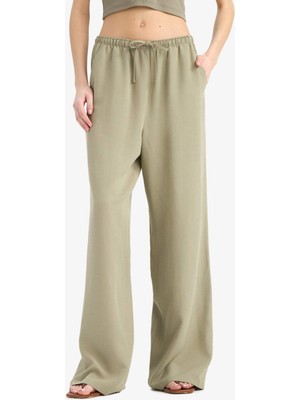 DeFacto Keten Karışımlı Palazzo Pantolon Wide Leg Üç Cepli Normal Bel Basic Standart Boy C4545AX25SP
