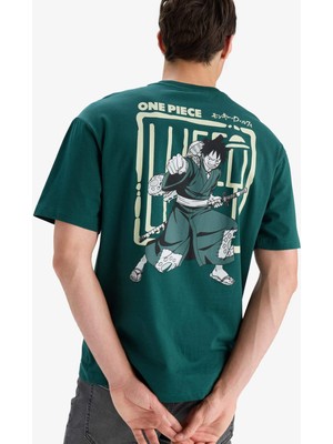 DeFacto %100 Pamuk One Piece Boxy Fit Bisiklet Yaka Sırt Baskılı Kısa Kollu Tişört E3272AX25SM