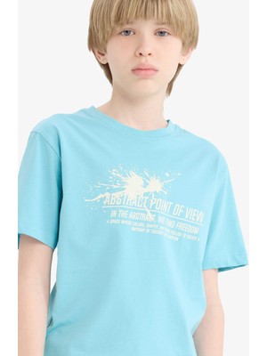 DeFacto Bisiklet Yaka Baskılı Kısa Kollu Tişört Erkek Çocuk E0081A825SM