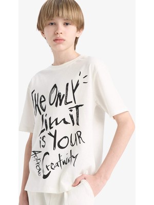 DeFacto Bisiklet Yaka Baskılı Kısa Kollu Tişört Erkek Çocuk E0963A825SM