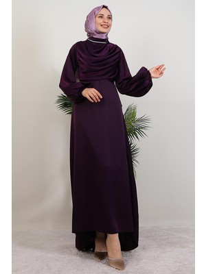 Kuyruklu Degaje Elbise Mor