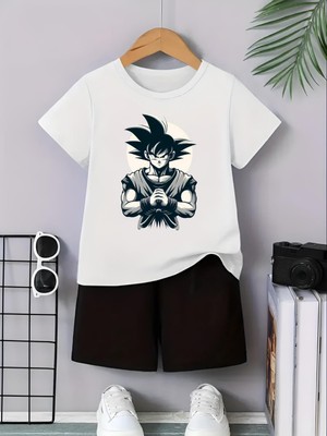 Calp Teks Samuray Karakter Baskılı Şort/t-Shirt Alt-Üst Çacuk Takım