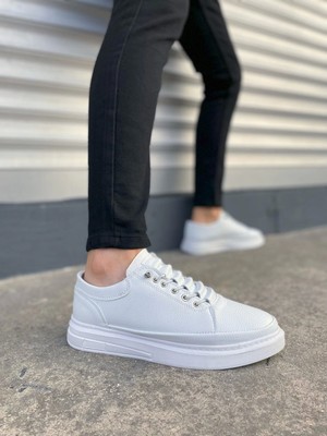 JY0535 Prime Bağcıklı Cilt Erkek Günlük Sneaker Ayakkabı Cbt - Beyaz