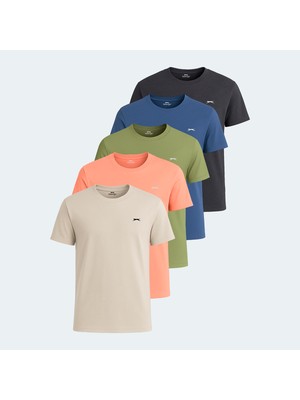 Slazenger Krater Erkek Tişört 5 Li Set Amblemli Tasarım Türkiye Menşeli