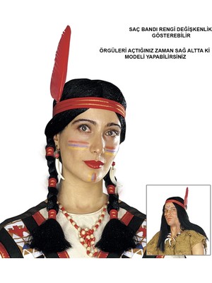 Tüylü Örgülü Hint Peruğu Kızılderili Peruğu