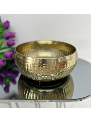 Lüks Paslanmaz Çelik Saksı Kare Desen Eskitme 25 cm