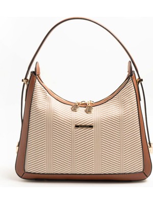 Silver Polo  Kadın Omuz Çantası 1187-46668 Sılver Polo Bayan Çantası M132 Bej-Mat Taba