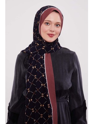 Menekşe Varaklı Baklava Desen Medine Ipeği Şal